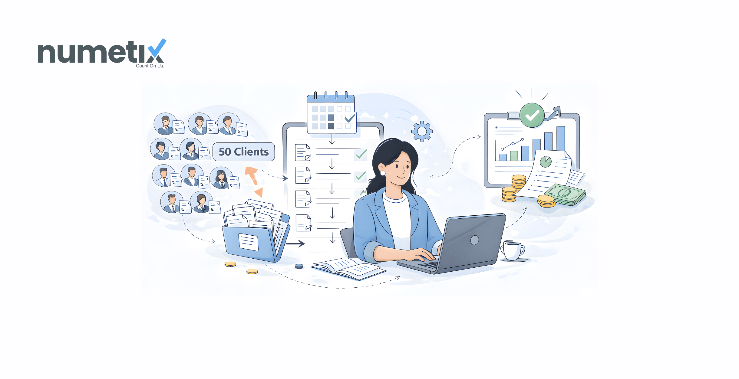 A month-end close process that actually works when you're managing 50 active clients