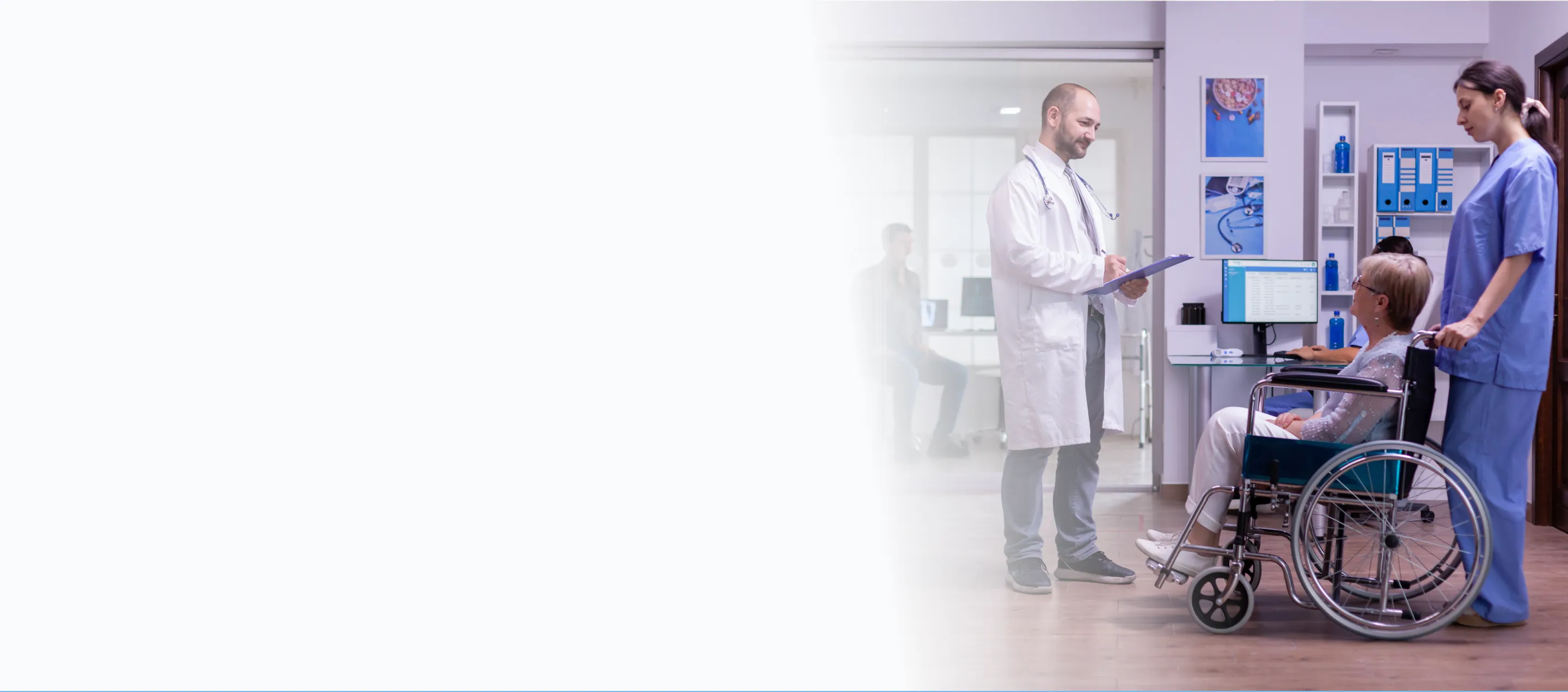 Doctor reviewing patient records in a healthcare facility