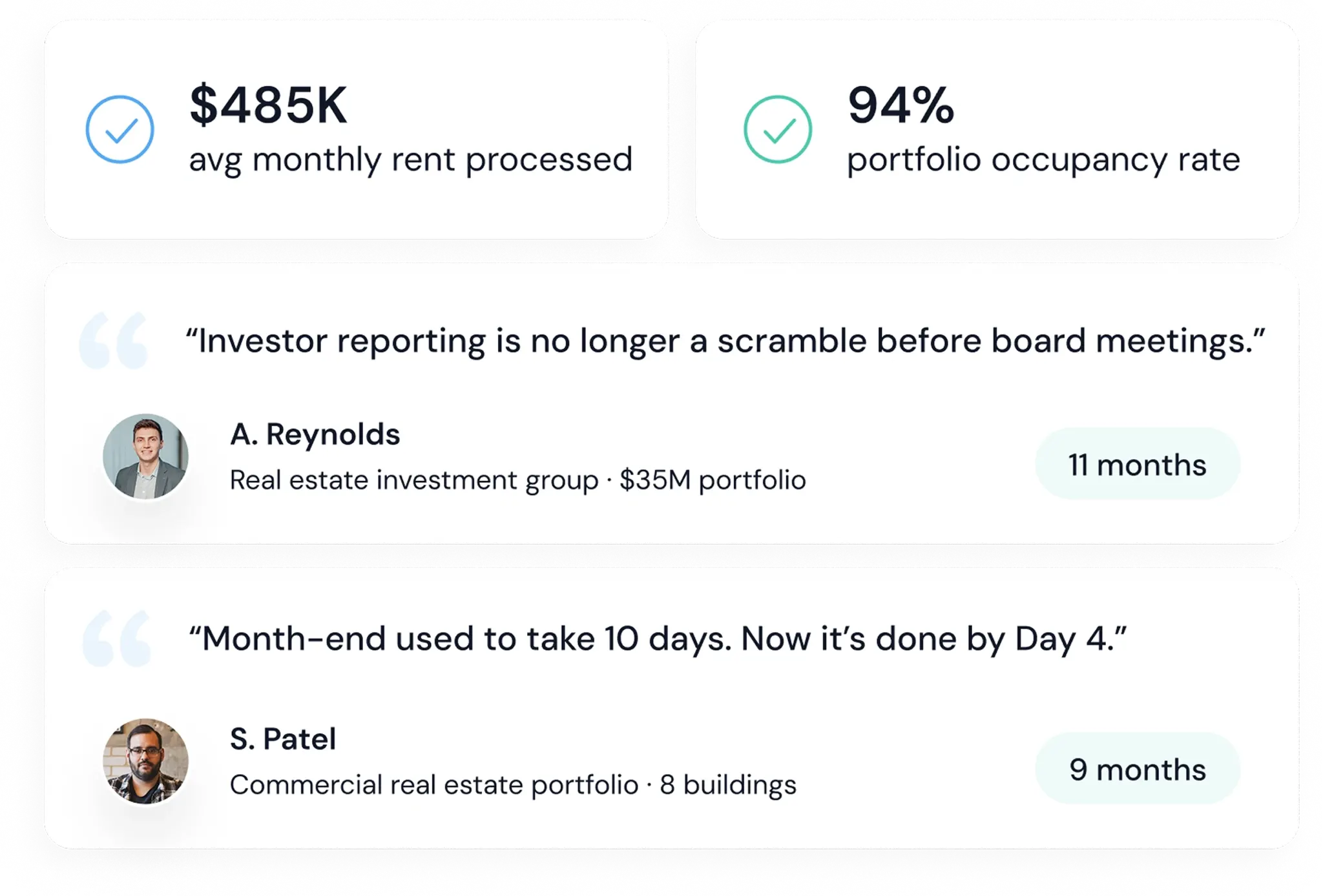 Property management finance dashboard with team access and revenue overview