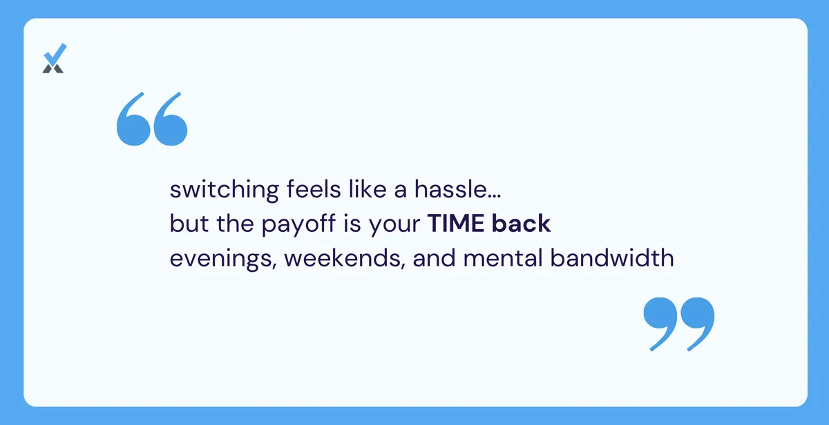 Illustration showing a founder regaining evenings, weekends, and mental energy after switching to integrated financial systems