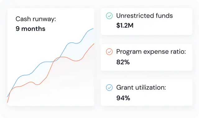 Board-ready non-profit financial dashboard