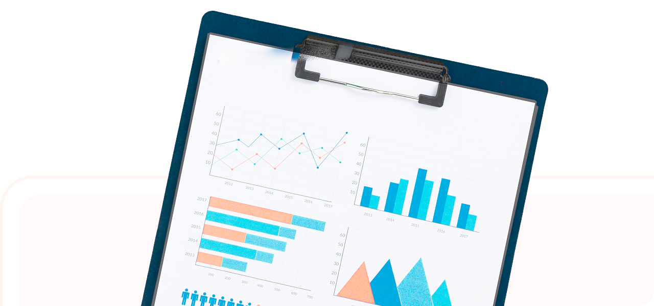 Tax-ready, audit-ready financial reports and charts on a clipboard